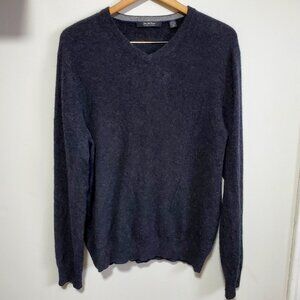 SAKS FIFTH AVENUE Cashmere V-Neck Sweater Knit Luxury Cozy Dark Grey Men's XL